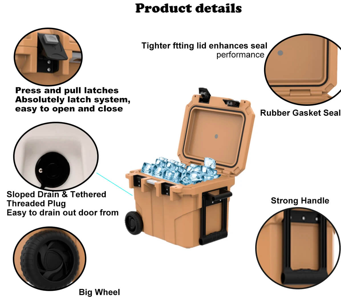 Tsunami Ice Chest Cooler Box With Wheels 45L