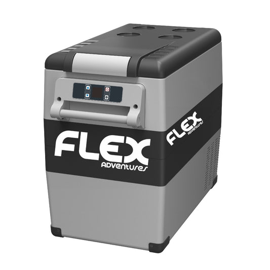 Flex Adventures CF55 camping fridge-freezer front view
